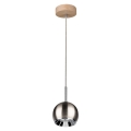 LED ljuskrona med textilsladd BALL WOOD 1xGU10/5W/230V matt ek
