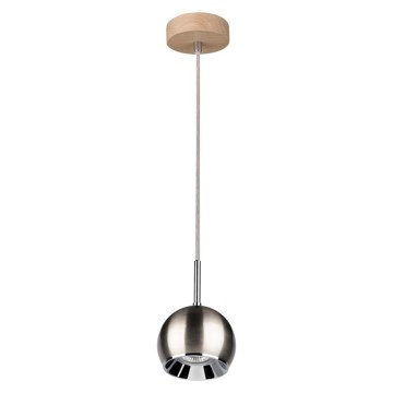 LED ljuskrona med textilsladd BALL WOOD 1xGU10/5W/230V matt ek