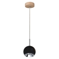 LED ljuskrona med textilsladd BALL WOOD 1xGU10/5W/230V matt ek
