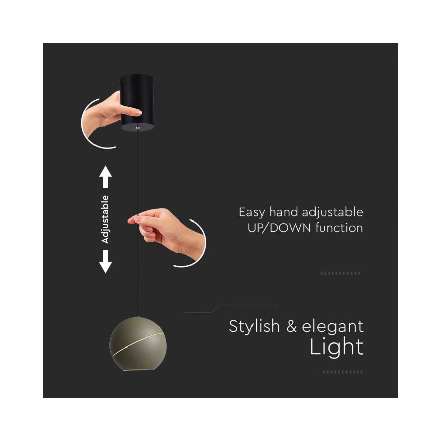 LED ljuskrona med textilsladd beröring LED/8,5W/230V 3000K grå