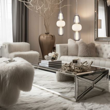 LED ljuskrona med textilsladd CARO LED/28W/230V skinande krom