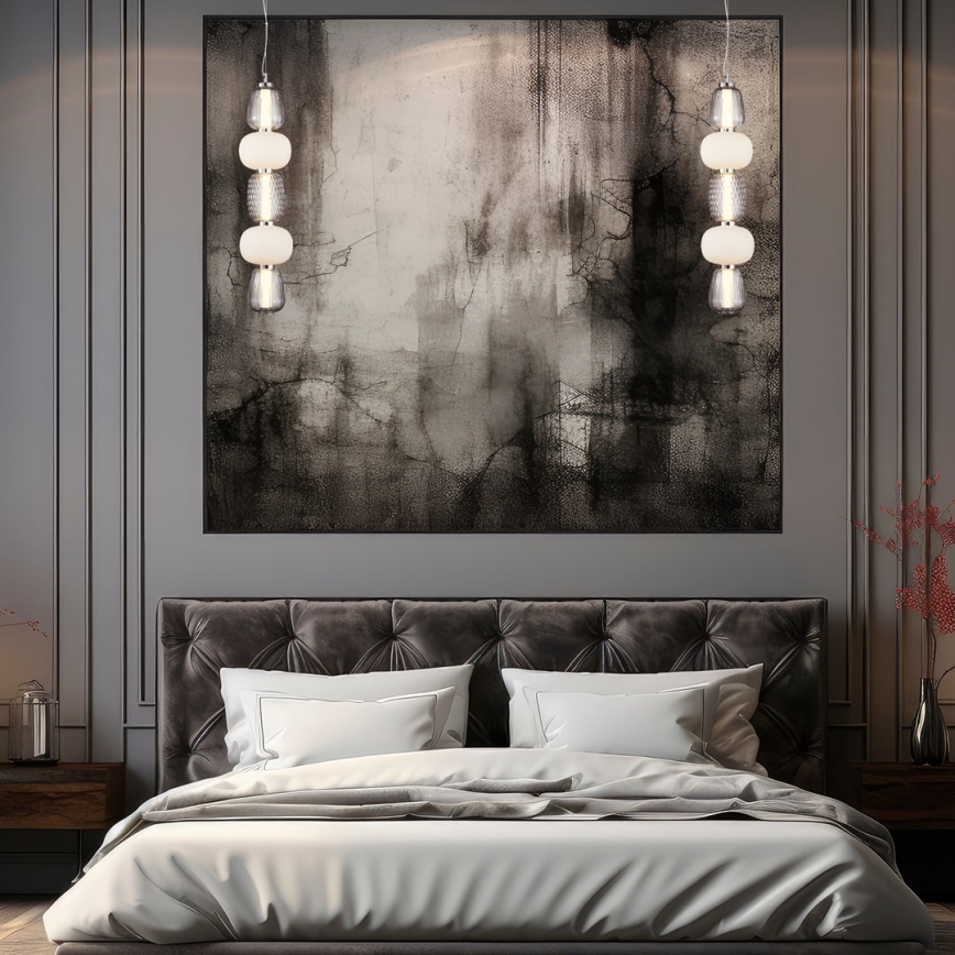 LED ljuskrona med textilsladd CARO LED/40W/230V skinande krom