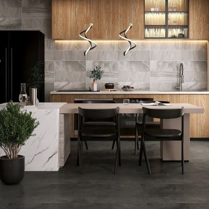 LED ljuskrona med textilsladd COLIA LED/19W/230V svart/guld