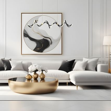 LED ljuskrona med textilsladd COLIA LED/55W/230V svart/guld