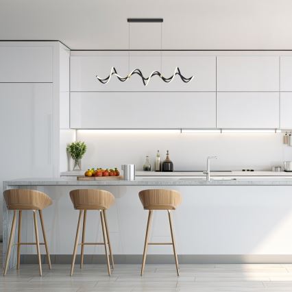 LED ljuskrona med textilsladd COLIA LED/55W/230V svart/guld