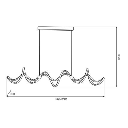 LED ljuskrona med textilsladd COLIA LED/55W/230V svart/guld