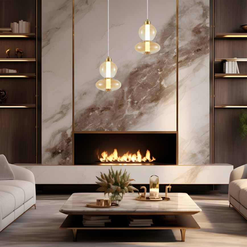 LED ljuskrona med textilsladd DAPHNE LED/12W/230V guld