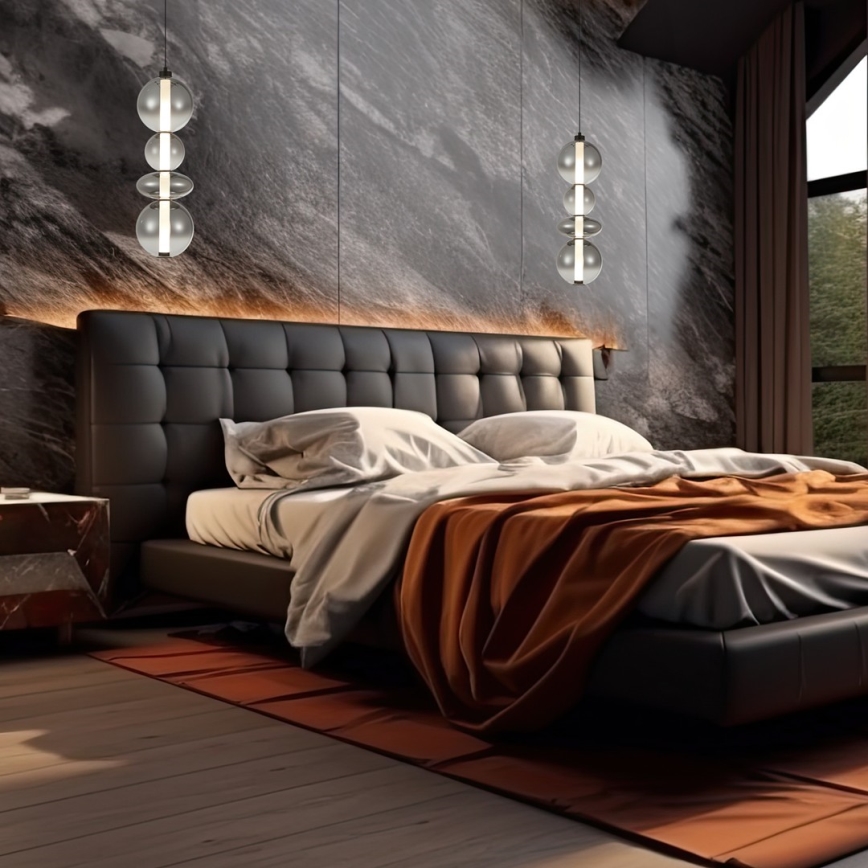 LED ljuskrona med textilsladd DAPHNE LED/36W/230V grå