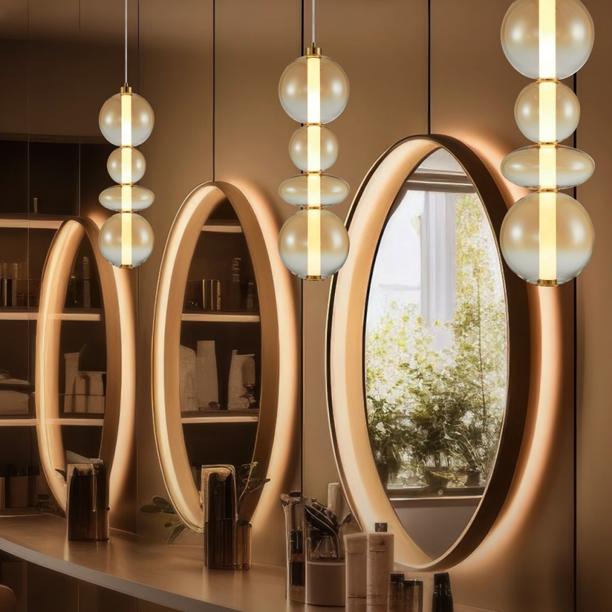 LED ljuskrona med textilsladd DAPHNE LED/36W/230V guld