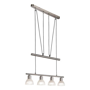 LED ljuskrona med textilsladd DAYTONA 4xE14/5W/230V 3000K skinande krom