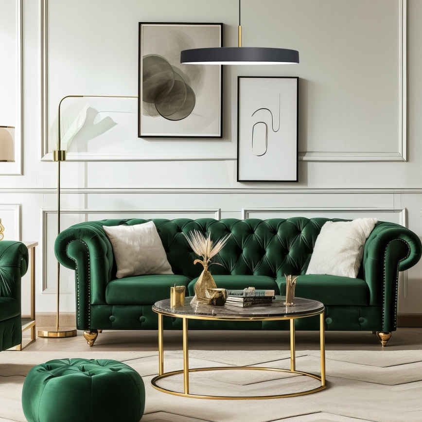 LED ljuskrona med textilsladd DISC LED/38W/230V diameter 45 cm svart