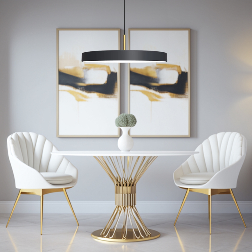 LED ljuskrona med textilsladd DISC LED/38W/230V diameter 45 cm svart