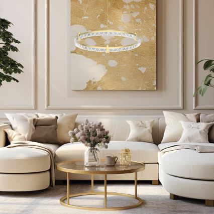LED ljuskrona med textilsladd ELEGANCE LED/36W/230V diameter 60 cm guld