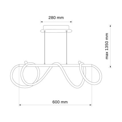 LED ljuskrona med textilsladd EMMA LED/38W/230V svart
