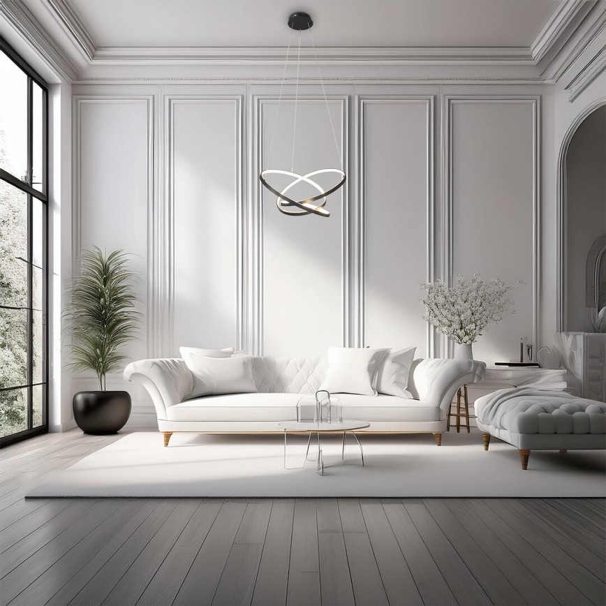 LED ljuskrona med textilsladd EMPOLI LED/55W/230V svart