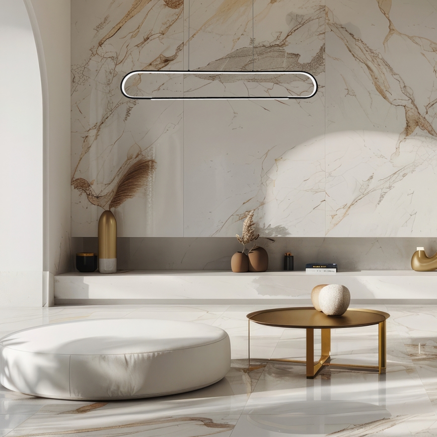 LED ljuskrona med textilsladd FRAME LED/42W/230V svart