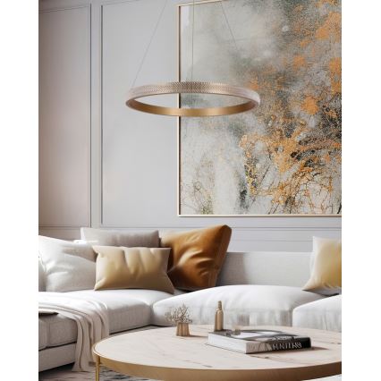 LED ljuskrona med textilsladd HASHIM LED/34W/230V diameter 60 cm koppar
