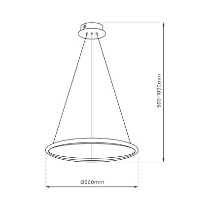 LED ljuskrona med textilsladd HOOP LED/27W/230V diameter 50 cm 4000K guld