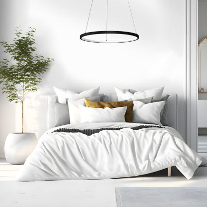 LED ljuskrona med textilsladd HOOP LED/27W/230V diameter 50 cm 4000K svart