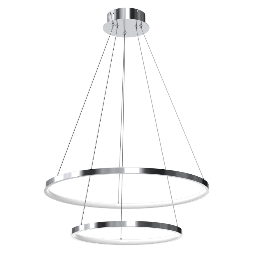 LED ljuskrona med textilsladd HOOP LED/51W/230V diameter 60 cm 4000K skinande krom