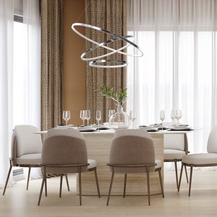 LED ljuskrona med textilsladd HOOP LED/93W/230V diameter 80 cm 4000K skinande krom