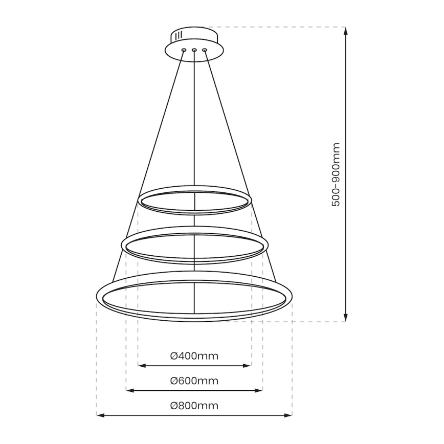 LED ljuskrona med textilsladd HOOP LED/93W/230V diameter 80 cm 4000K skinande krom
