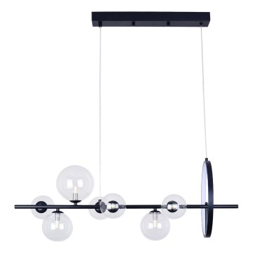 LED ljuskrona med textilsladd HYBRID LED/15W/230V + 7xG9/6W 4000K svart