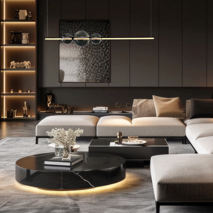 LED ljuskrona med textilsladd KUGEL LED/30W/230V svart