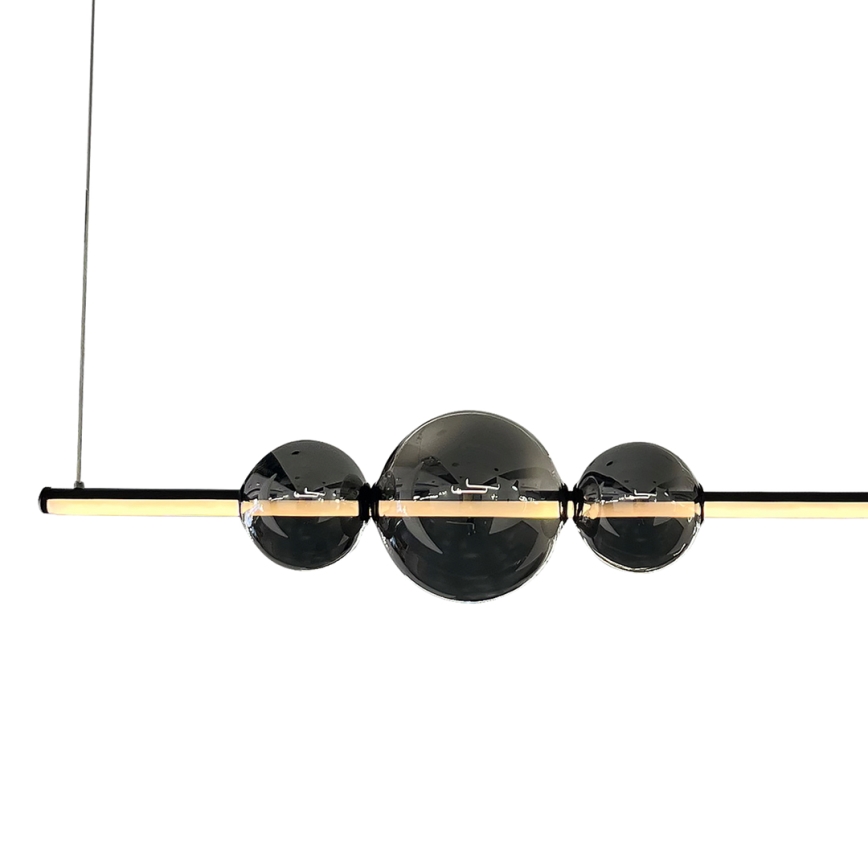 LED ljuskrona med textilsladd KUGEL LED/30W/230V svart