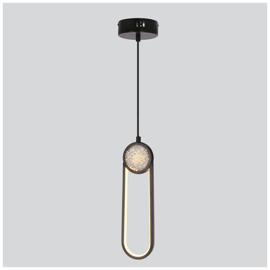 LED ljuskrona med textilsladd LACRIMA LED/15W/230V 3000K svart