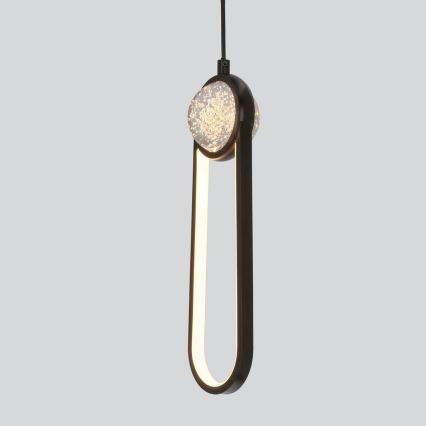 LED ljuskrona med textilsladd LACRIMA LED/15W/230V 3000K svart