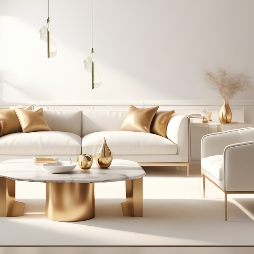 LED ljuskrona med textilsladd LARGO LED/10W/230V guld