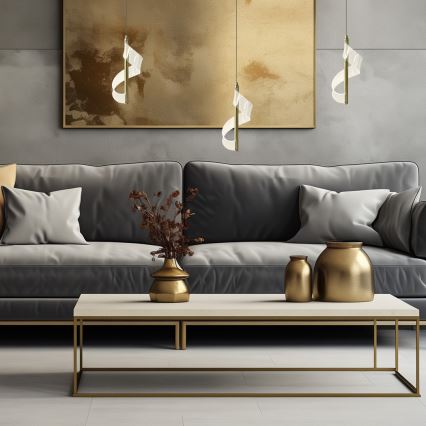 LED ljuskrona med textilsladd LARGO LED/10W/230V guld