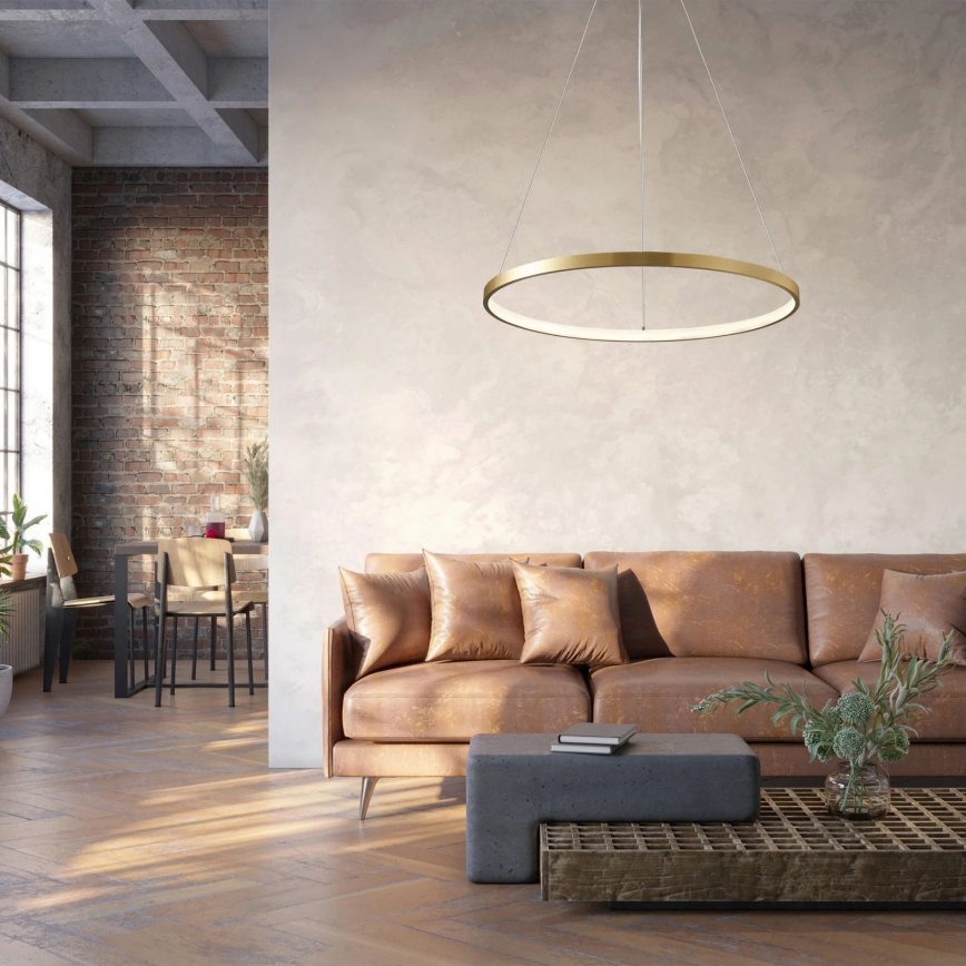 LED ljuskrona med textilsladd LEA LED/20W/230V 4000K diameter 50 cm guld