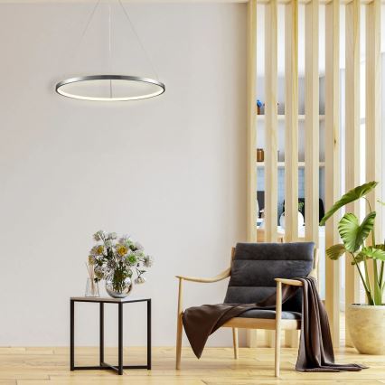 LED ljuskrona med textilsladd LEA LED/20W/230V 4000K diameter 50 cm matt krom