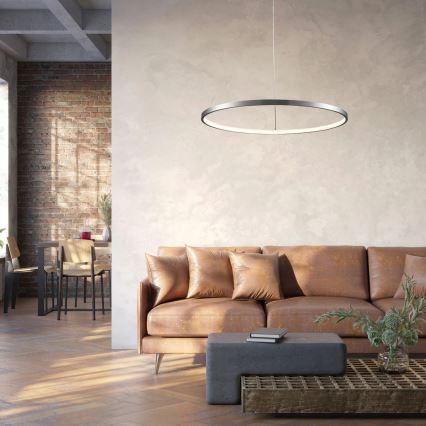 LED ljuskrona med textilsladd LEA LED/20W/230V 4000K diameter 50 cm matt krom