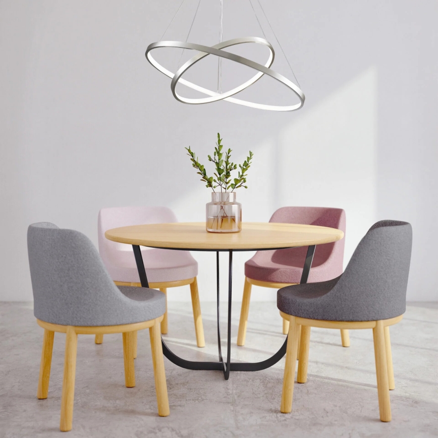 LED ljuskrona med textilsladd LEA LED/35W/230V 4000K diameter 60 cm matt krom