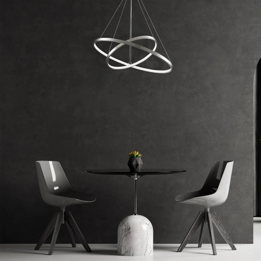 LED ljuskrona med textilsladd LEA LED/35W/230V 4000K diameter 60 cm matt krom