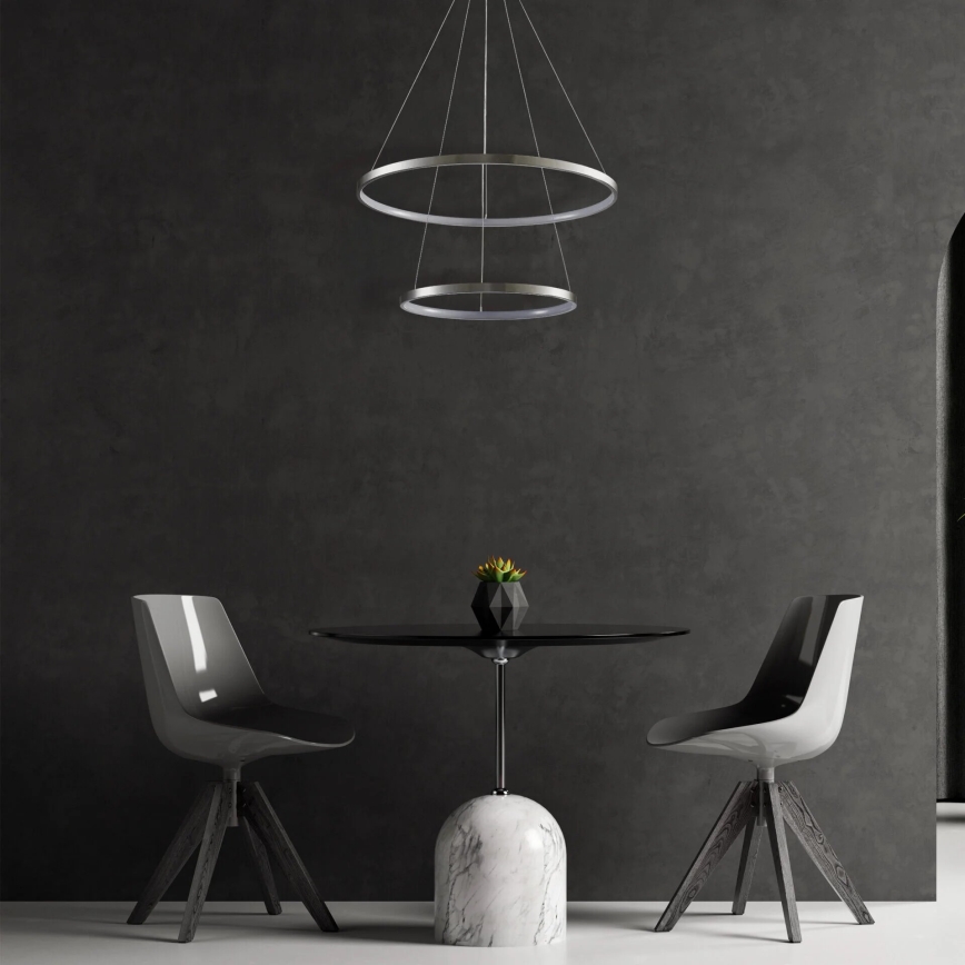 LED ljuskrona med textilsladd LEA LED/35W/230V 4000K diameter 60 cm matt krom