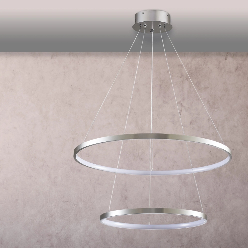 LED ljuskrona med textilsladd LEA LED/35W/230V 4000K diameter 60 cm matt krom