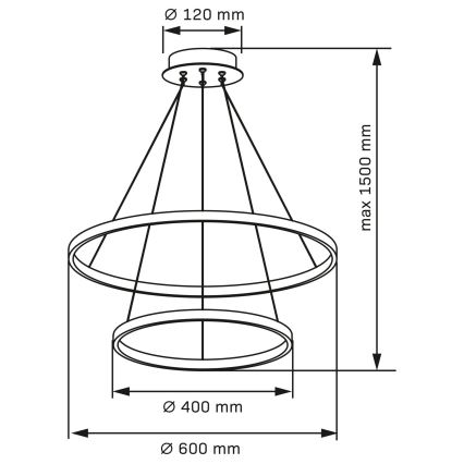 LED ljuskrona med textilsladd LEA LED/35W/230V 4000K diameter 60 cm matt krom