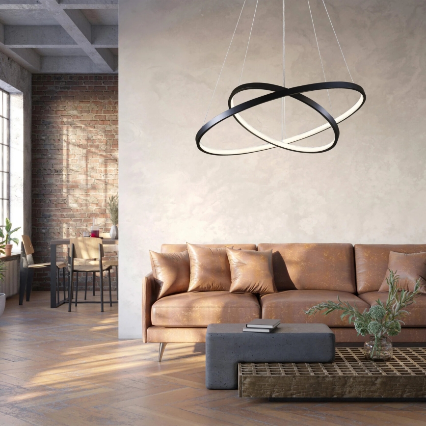 LED ljuskrona med textilsladd LEA LED/35W/230V 4000K diameter 60 cm svart