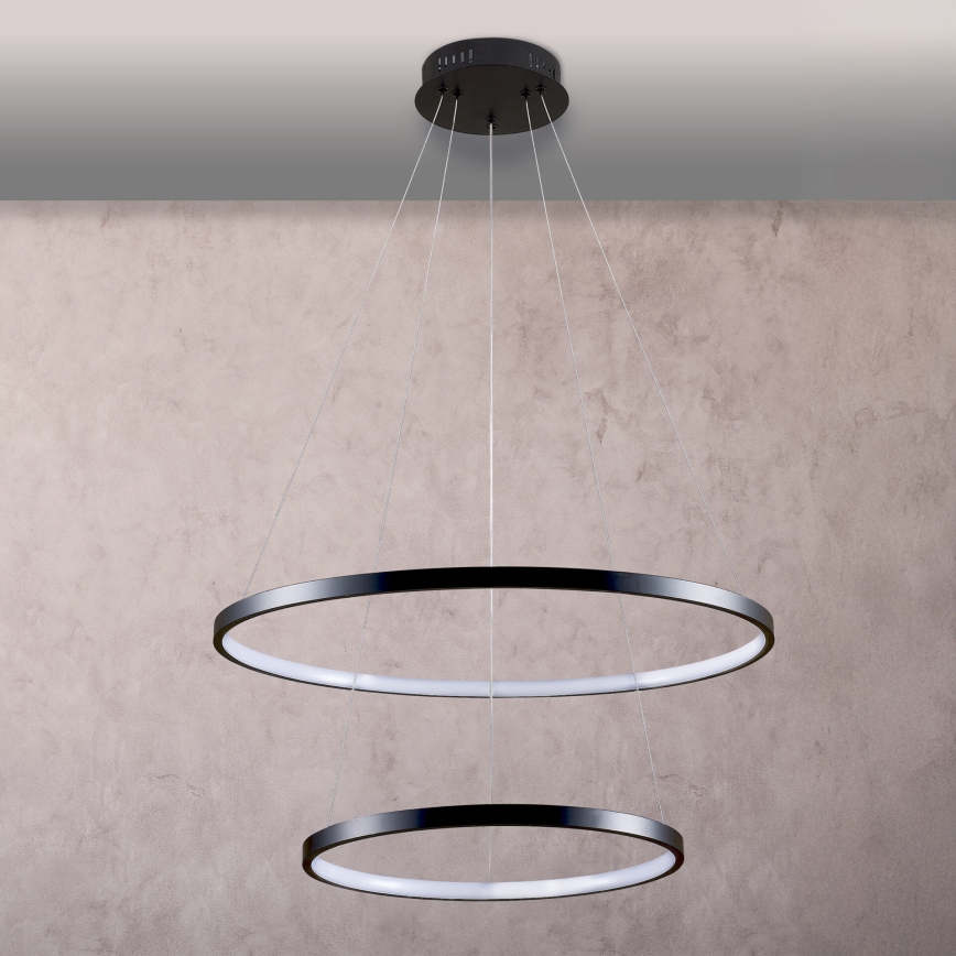 LED ljuskrona med textilsladd LEA LED/35W/230V 4000K diameter 60 cm svart