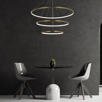 LED ljuskrona med textilsladd LEA LED/60W/230V 4000K diameter 80 cm guld