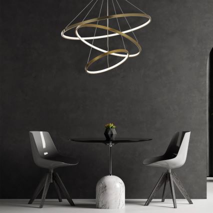 LED ljuskrona med textilsladd LEA LED/60W/230V 4000K diameter 80 cm guld