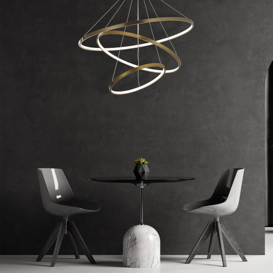 LED ljuskrona med textilsladd LEA LED/60W/230V 4000K diameter 80 cm guld