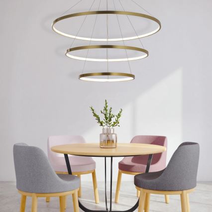 LED ljuskrona med textilsladd LEA LED/60W/230V 4000K diameter 80 cm guld