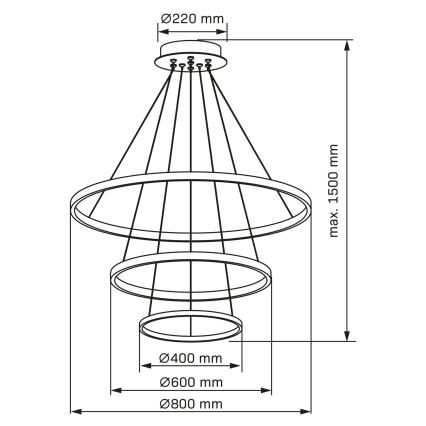 LED ljuskrona med textilsladd LEA LED/60W/230V 4000K diameter 80 cm guld