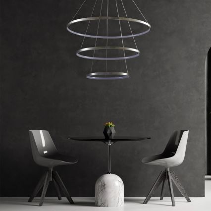 LED ljuskrona med textilsladd LEA LED/60W/230V 4000K diameter 80 cm matt krom