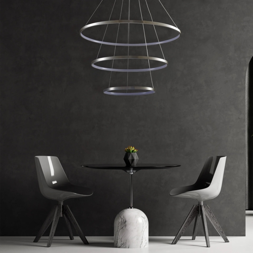 LED ljuskrona med textilsladd LEA LED/60W/230V 4000K diameter 80 cm matt krom